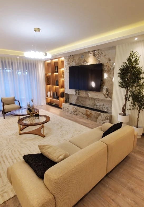 Contemporary 3 Bed Apartments for Sale in City Park Living Room Area Angle A